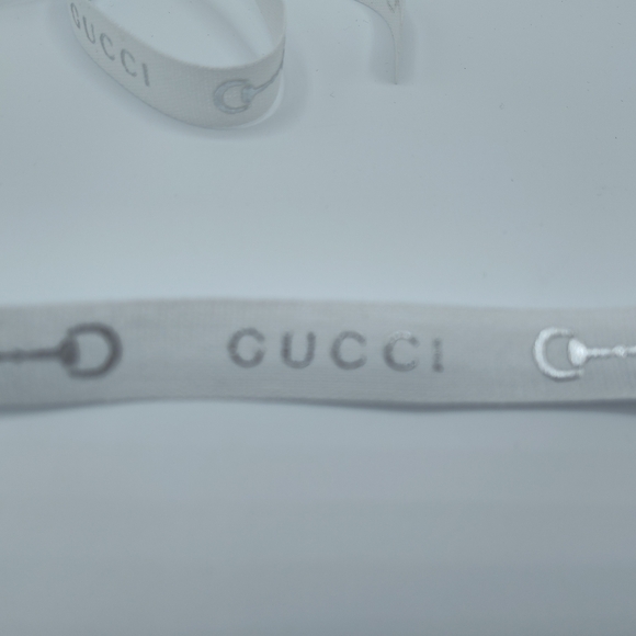 unbranded Other - Gucci White Silver Horsebit Cross-Grain Ribbon .63” Wide 2 Yards Lux Gift Wrap